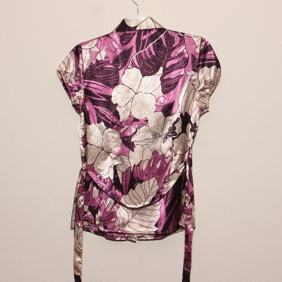 Vintage Wet Seal Satin Floral Top No size tag - Picture 6 of 8